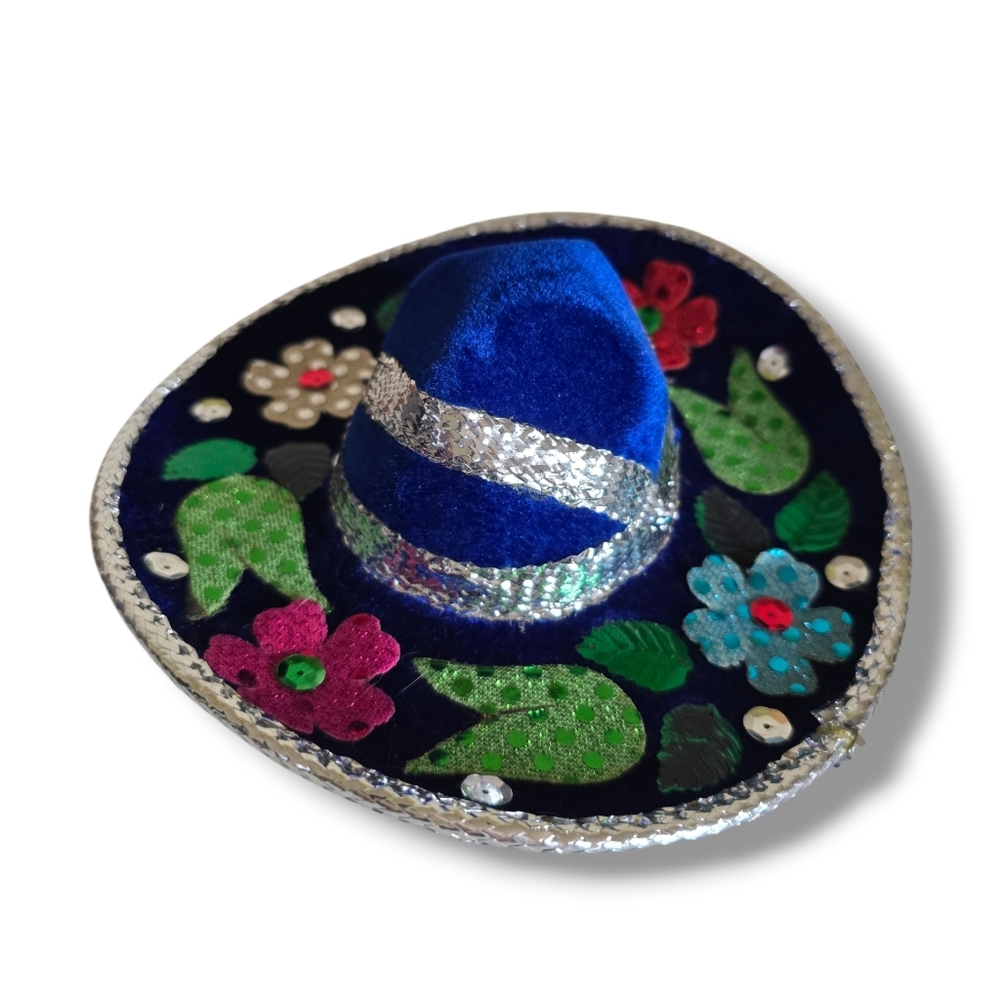 π Host Pick π Mexican Blue and Silver Small Dog Mini Sombrero - Picture 5 of 16